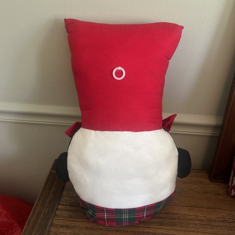Snowman Vintage Stuffed Christmas Hanging Pillow Head Scarf 19” Tall Holiday - Picture 8 of 9